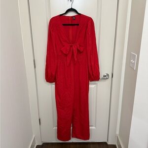 SHEIN Vibrant Red V-Neck Dress